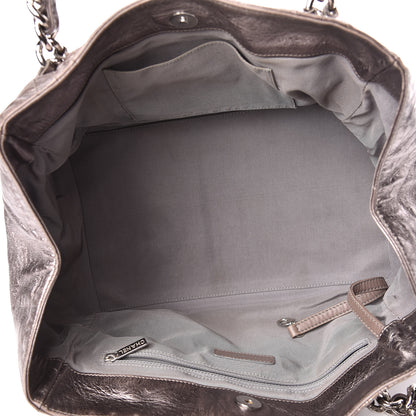 Chanel Metallic Cracked Calfskin Modern Chain Tote Dark Silver 7 of 16