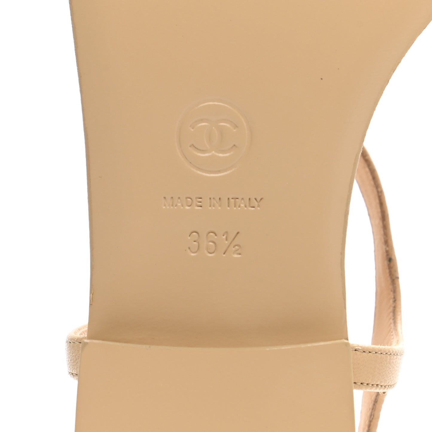 Lambskin CC Thong Sandals 36.5 Beige