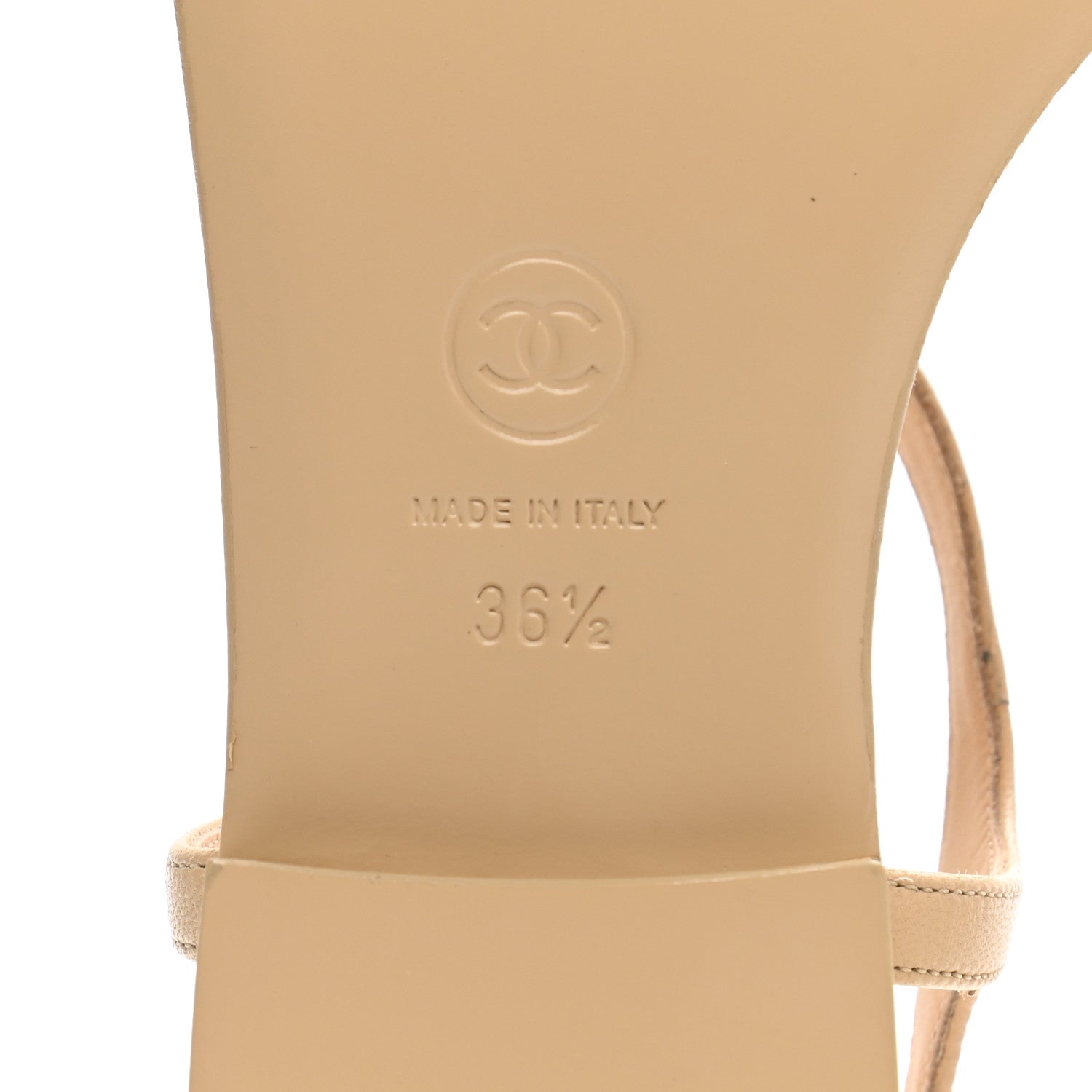Chanel Lambskin CC Thong Sandals 36.5 Beige 6 of 8