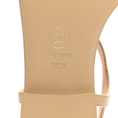 Chanel Lambskin CC Thong Sandals 36.5 Beige 6 of 8