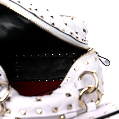 Valentino Garavani Lambskin VLTN Print Quilted Mini Rockstud Spike Backpack White 5 of 9