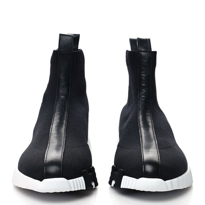 Hermes Technical Canvas Goatskin Fun Sneakers 39 Black White 2 of 8