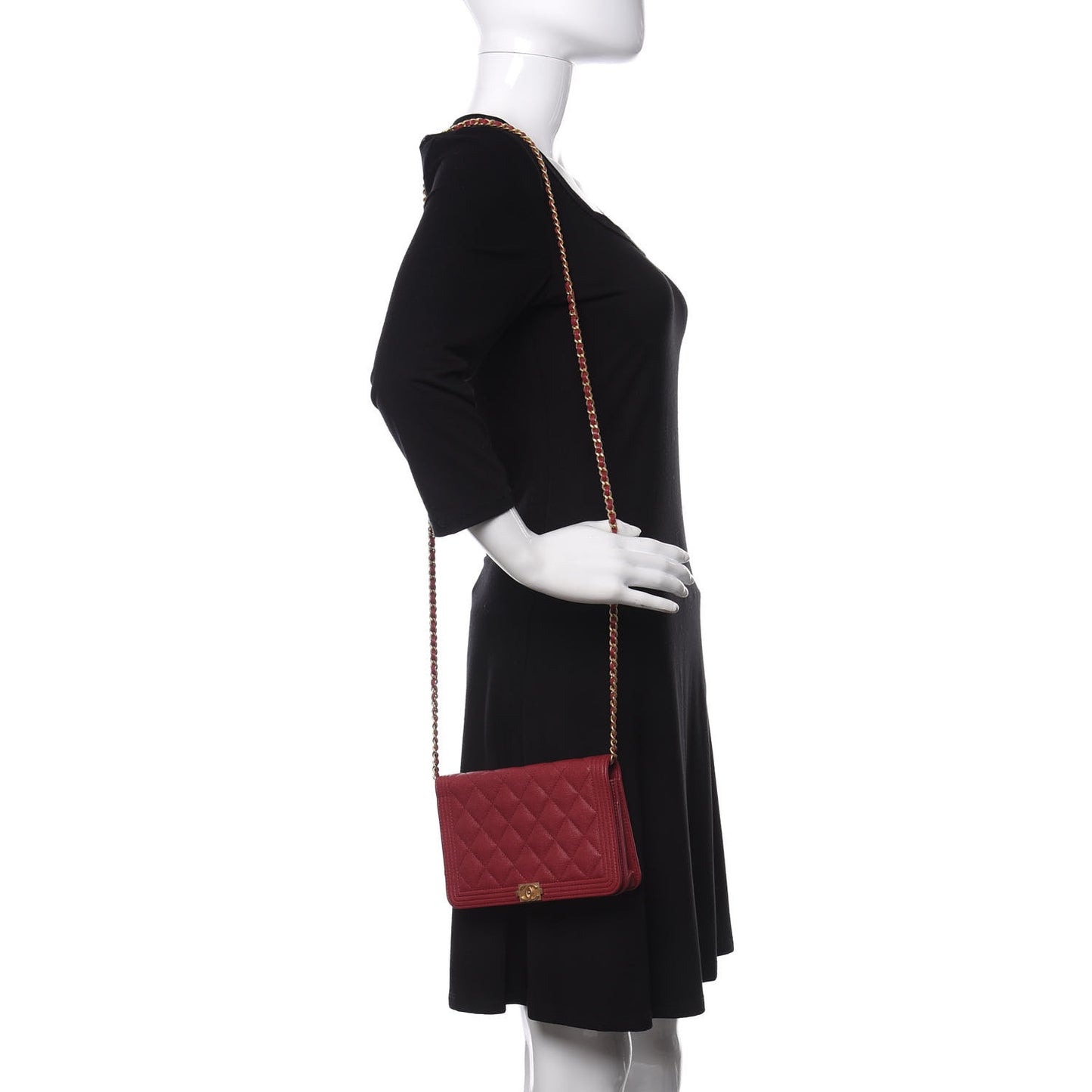 Caviar Quilted Boy Wallet On Chain WOC Red