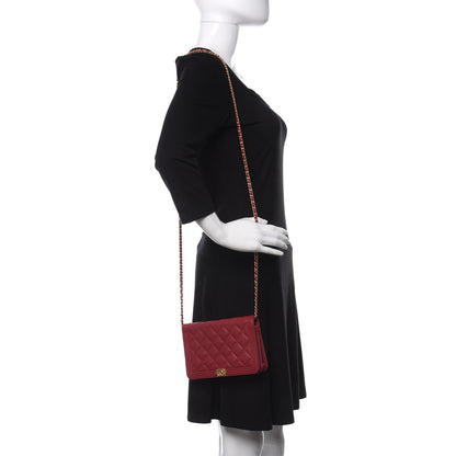 Chanel Caviar Quilted Boy Wallet On Chain WOC Red 2 of 11