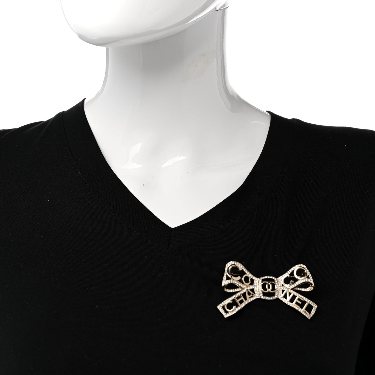 Metal Crystal Bow-tiful CC Brooch Gold