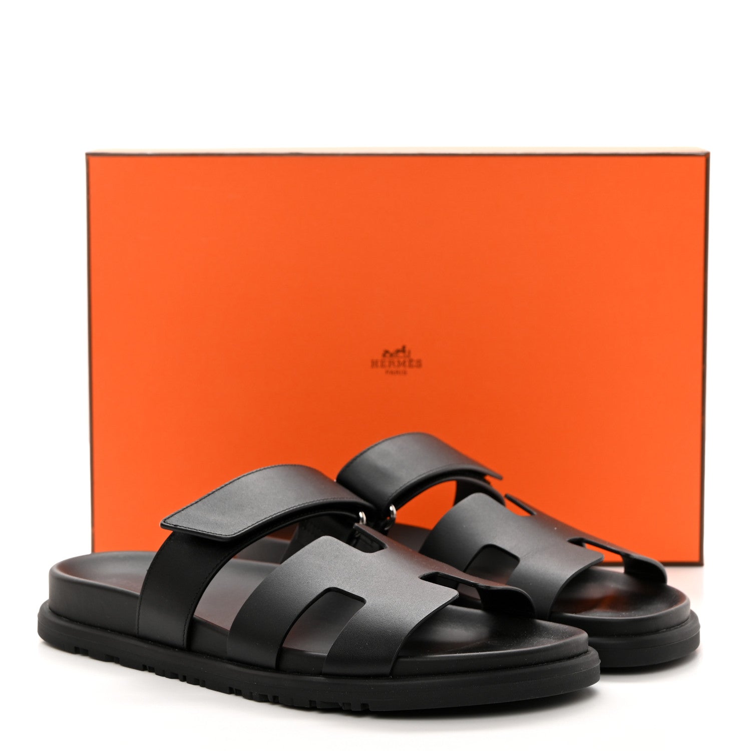 Hermes Calfskin Womens Chypre Sandals 37.5 Black 9 of 9