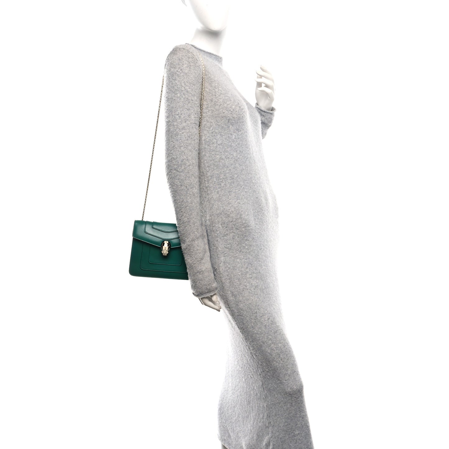 Calfskin Small Serpenti Forever Snake Strap Crossbody Bag Emerald Green