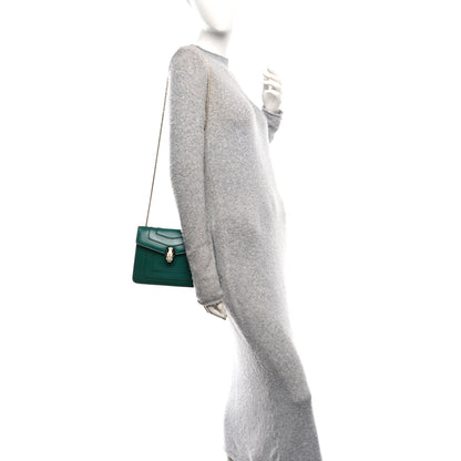 Bulgari Calfskin Small Serpenti Forever Snake Strap Crossbody Bag Emerald Green 2 of 12