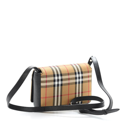 Burberry House Check Tartan Mix Hampshire Crossbody Antique Yellow Black 3 of 12