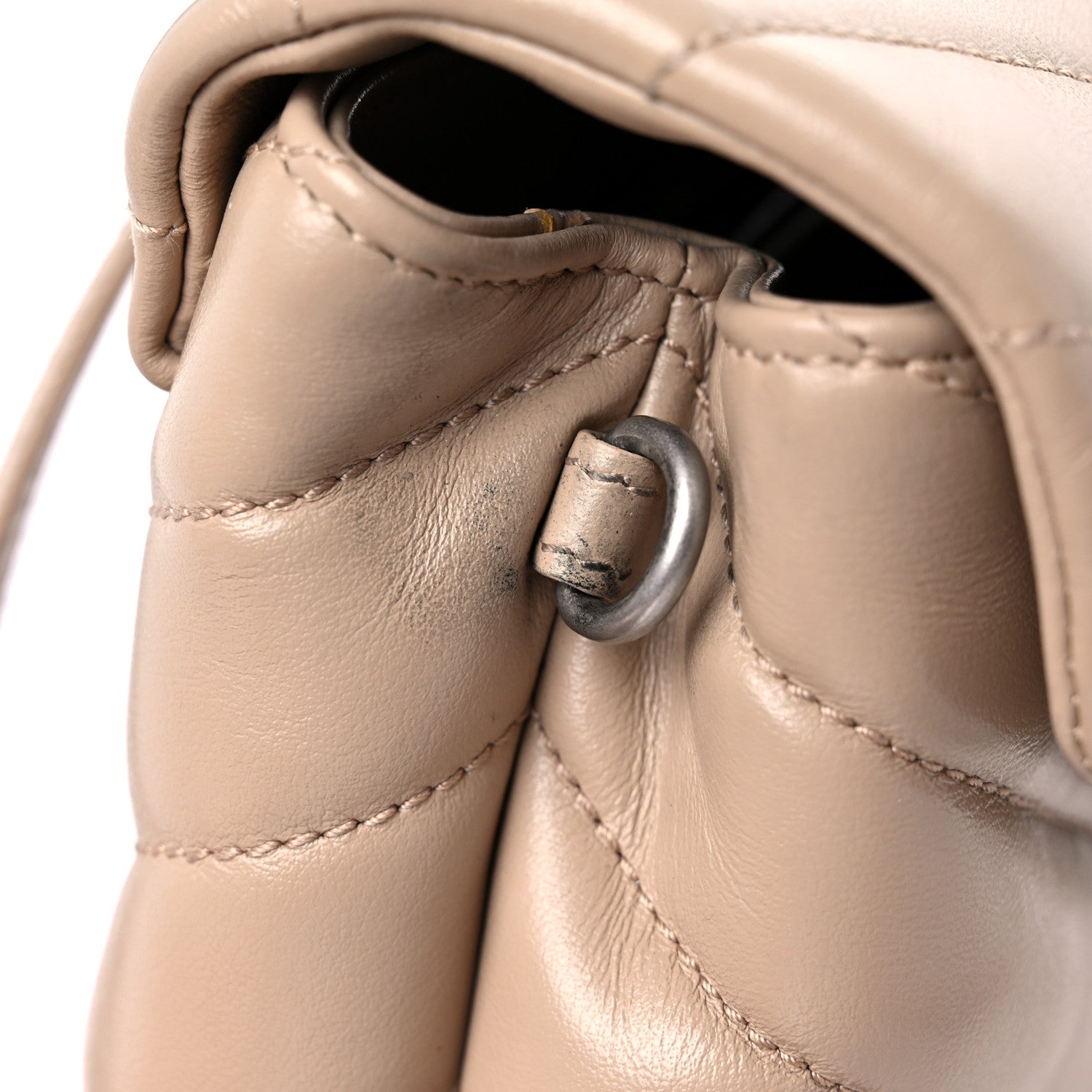 Saint Laurent Calfskin Y Quilted Monogram Toy Loulou Crossbody Bag Latte 14 of 15
