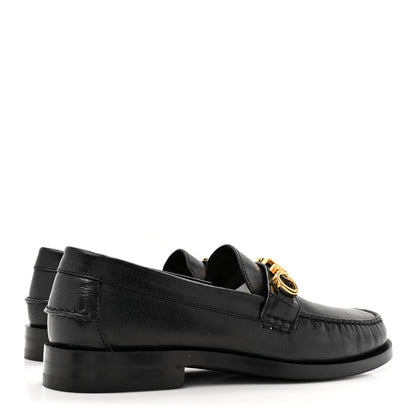 Gucci Goatskin Womens Logo 15mm Loafers 37.5 Black 4 of 10