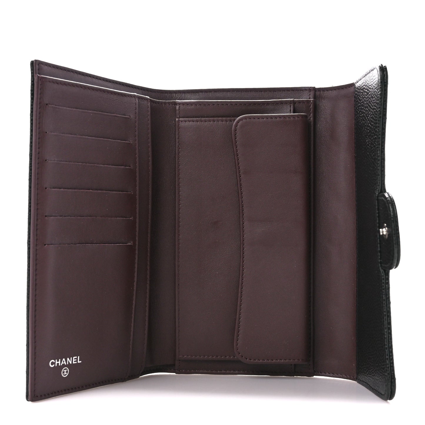 Caviar Quilted Large Flap Wallet Black