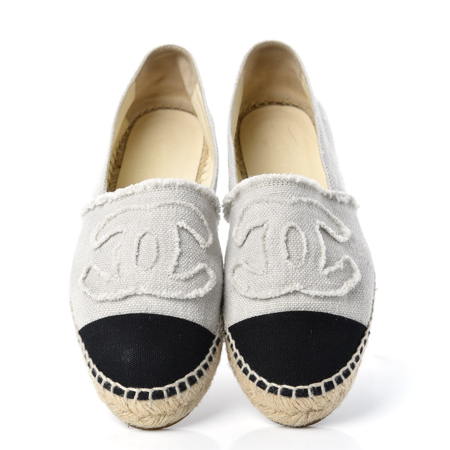 Linen CC Espadrilles 36 Beige Black