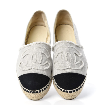 Chanel Linen CC Espadrilles 36 Beige Black 5 of 10