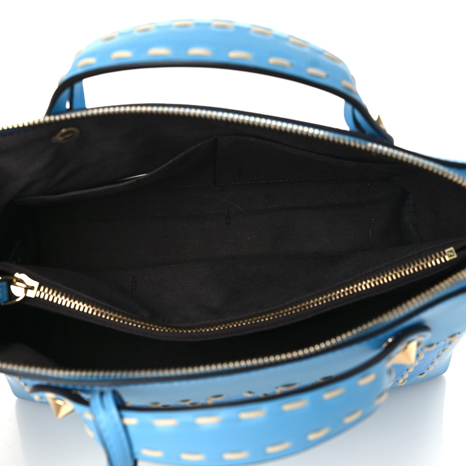 Fendi Vitello King Macro Stitchings Logo Medium By The Way Boston Bag Cyber Blue 4 of 7