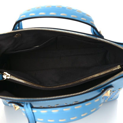Fendi Vitello King Macro Stitchings Logo Medium By The Way Boston Bag Cyber Blue 4 of 7