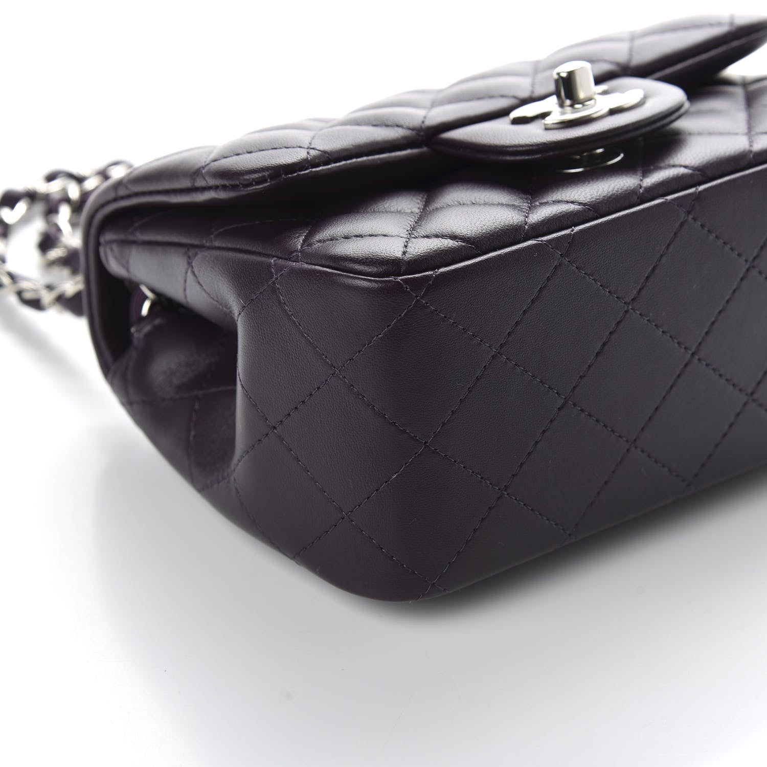 Chanel Lambskin Quilted Mini Square Flap Dark Purple 8 of 10
