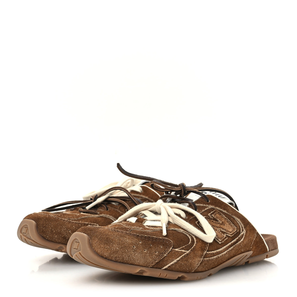 Miu Miu X NEW BALANCE Faded Suede Calfskin 530 SL Slip-On Mules 36.5 Ecru 4 of 10