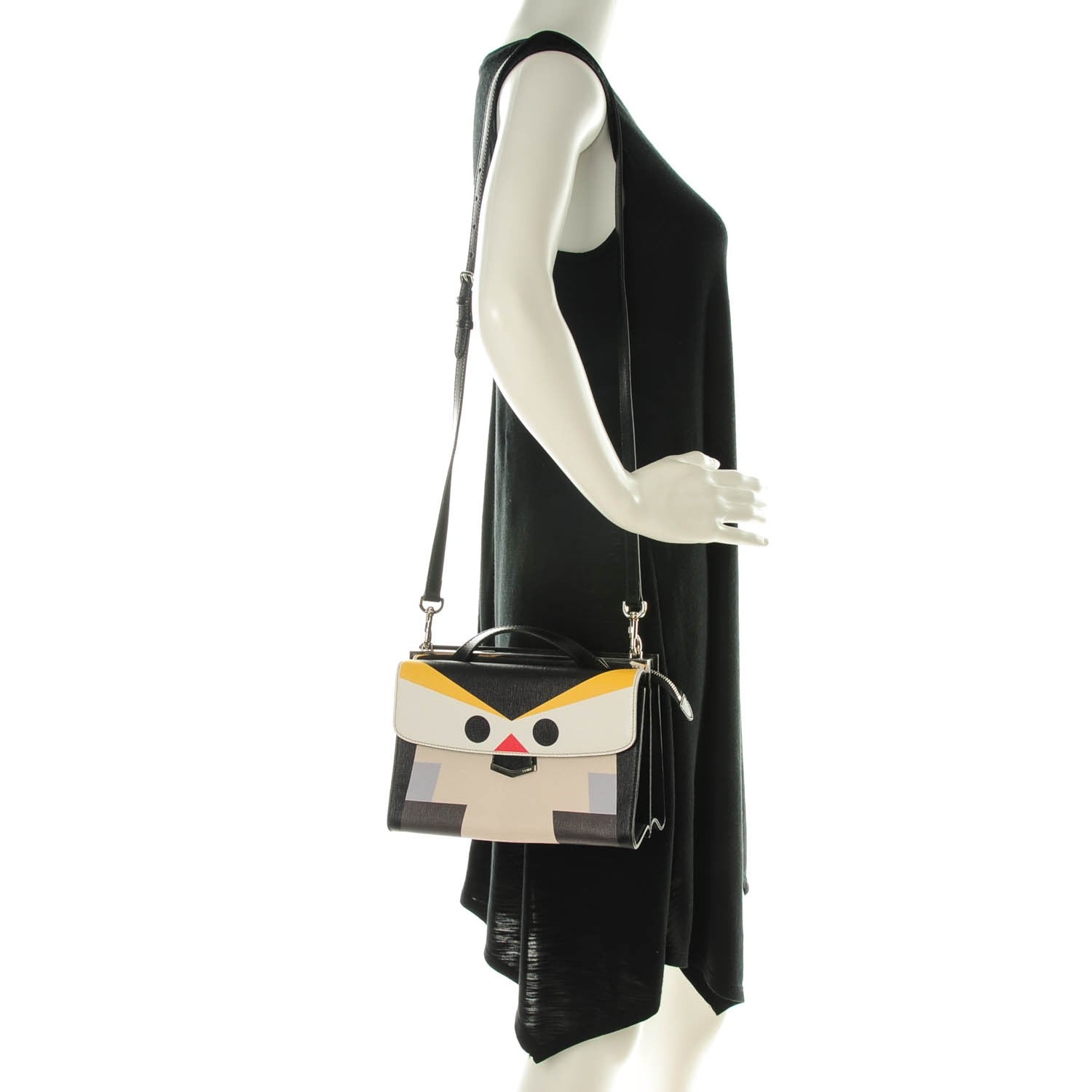 Fendi Vitello Elite QuTweet Mini Demi Jour Shoulder Bag Black Multicolor 2 of 6
