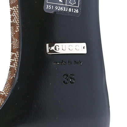Gucci Monogram Malga Kid Square G 75mm Slingback Pumps 36 Beige Ebony New Acero 6 of 7
