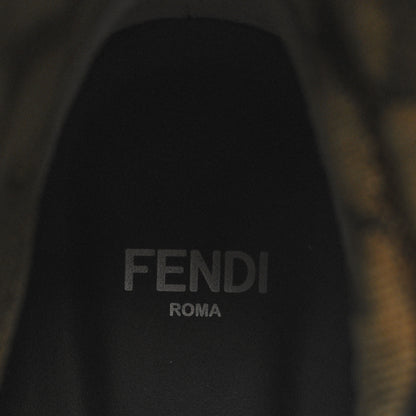 Fendi Calfskin Stretch Fabric FF Leopard Rockoko Biker Boots 38 Black 7 of 7