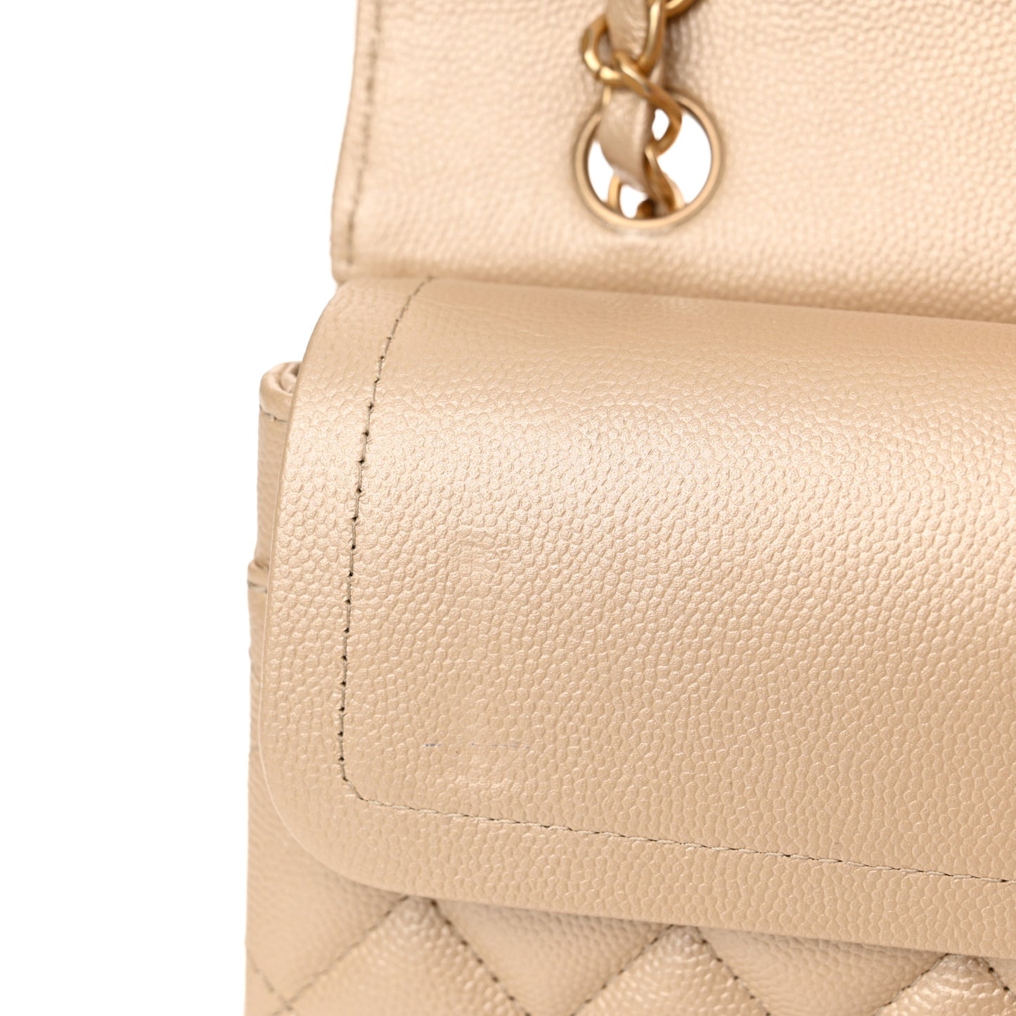 Metallic Caviar Quilted Small Double Flap Gold