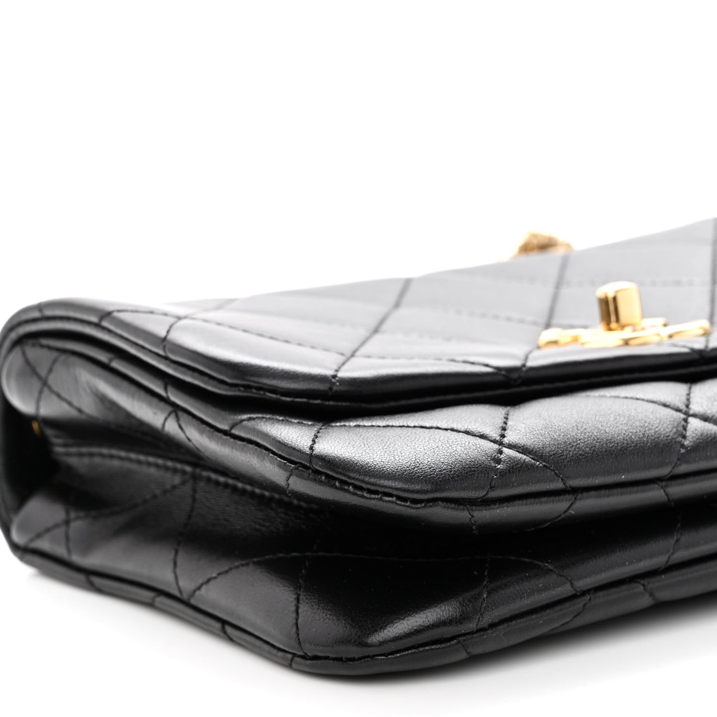 Lambskin Quilted Small Color Match Flap Black Multicolor