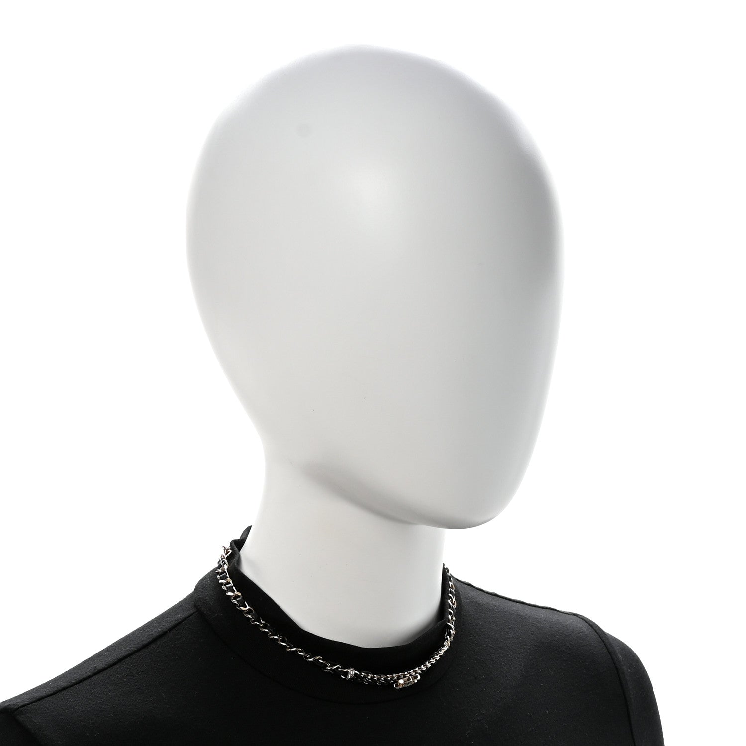 Chanel Metal Lambskin Crystal CC Choker Necklace Black Gold 2 of 7