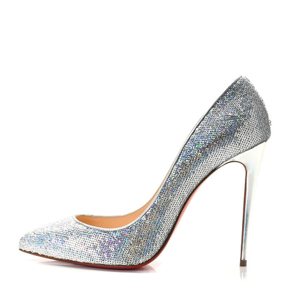 Christian Louboutin Paillettes Hotfix Specchio Pigalle Follies 100 Pumps 40 Silver 1 of 8