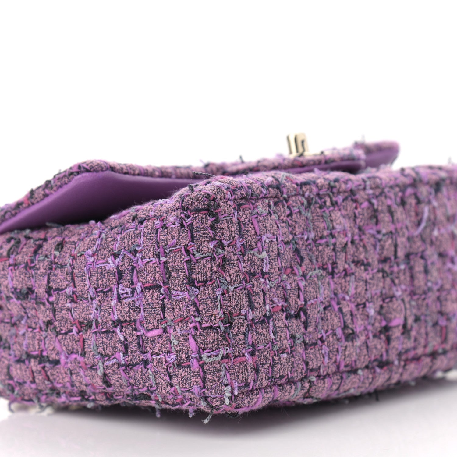 Chanel Tweed Quilted Mini Rectangular Flap Light Purple Pink Navy 9 of 10