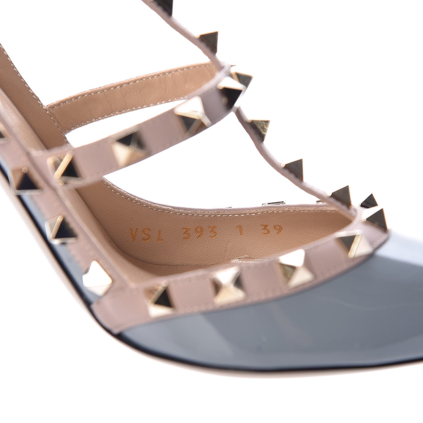 Patent Nappa Rockstud Ankle Strap 100mm Pumps 39 Light Stone Poudre