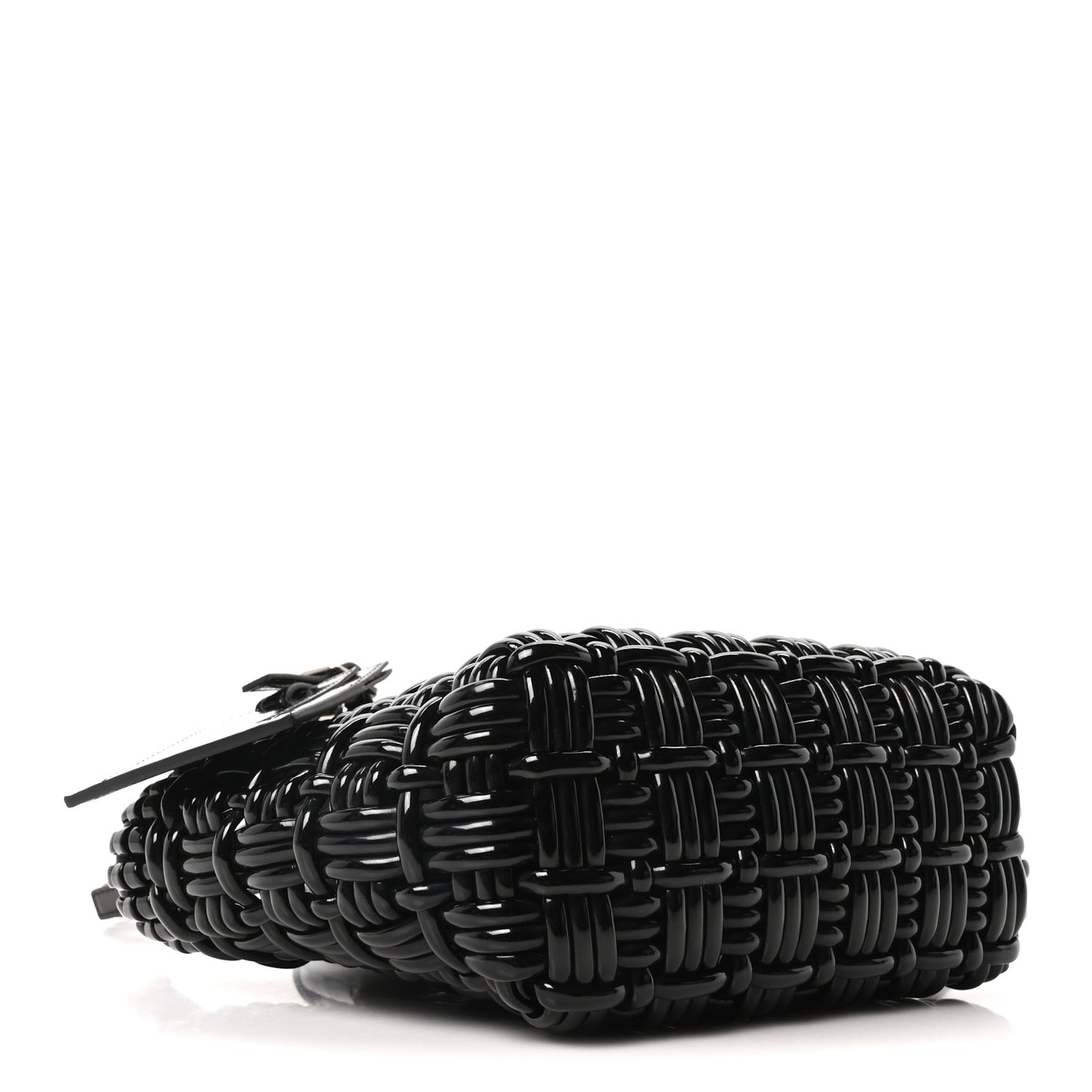 Faux Calfskin Braided Varnished XXS Bistro Basket Black
