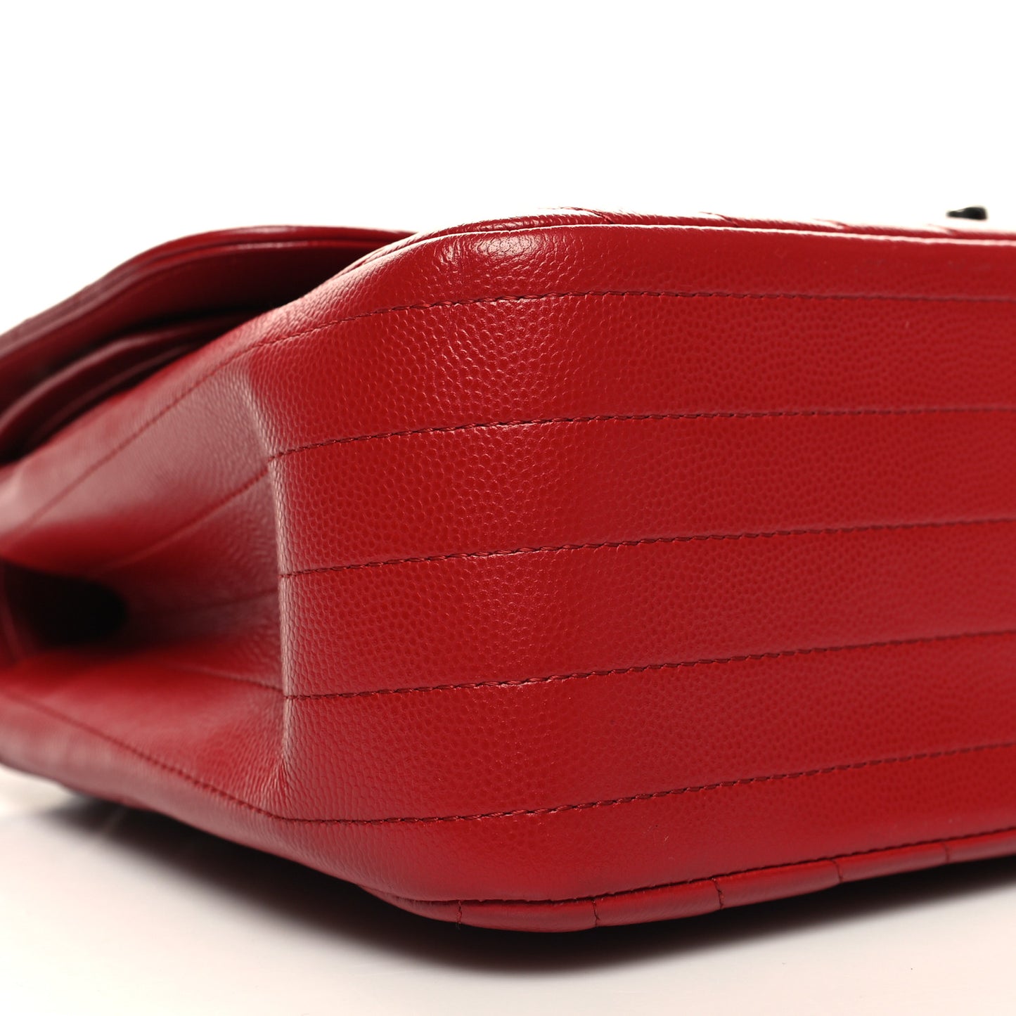 Caviar Chevron Quilted Jumbo Double Flap Red