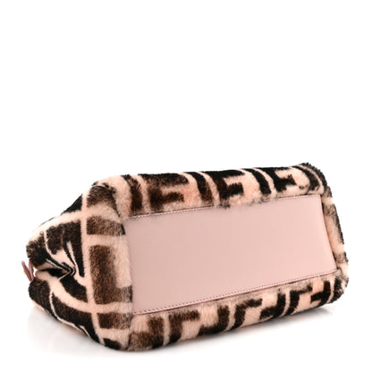 Fendi Shearling Nappa Macro FF 1974 Mini Peekaboo Iconic Satchel White Ice Cuoio Miele Scuro 4 of 11