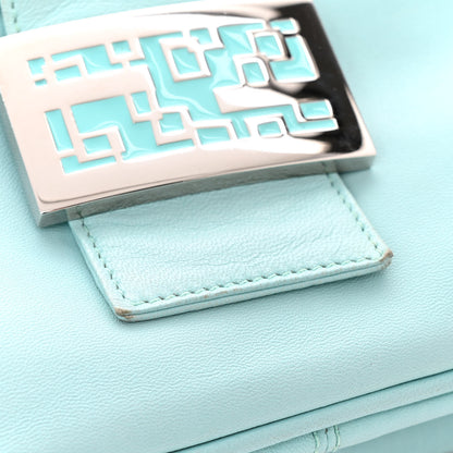 Fendi Lambskin Mama Baguette Double Flap Light Blue 12 of 14