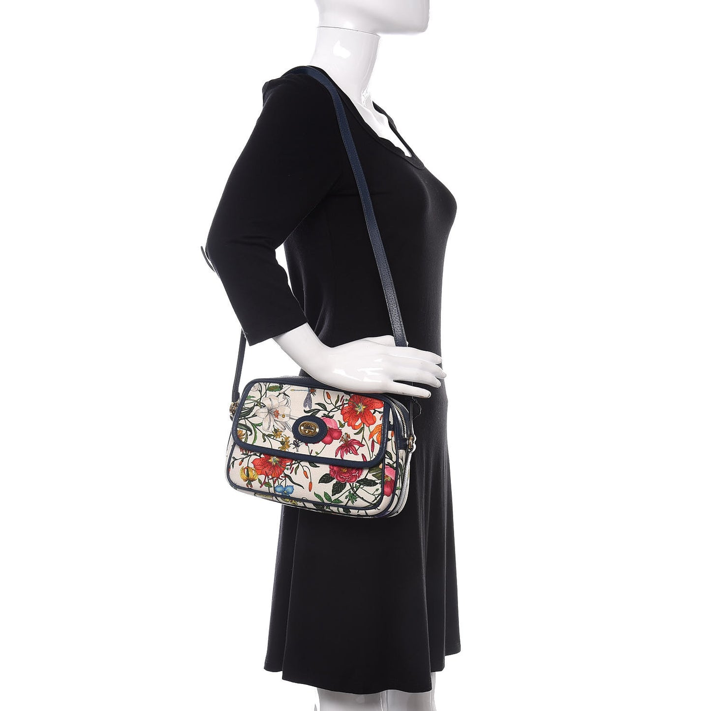 Canvas Flora Floral Shoulder Bag White Blue Agata Mulitcolor