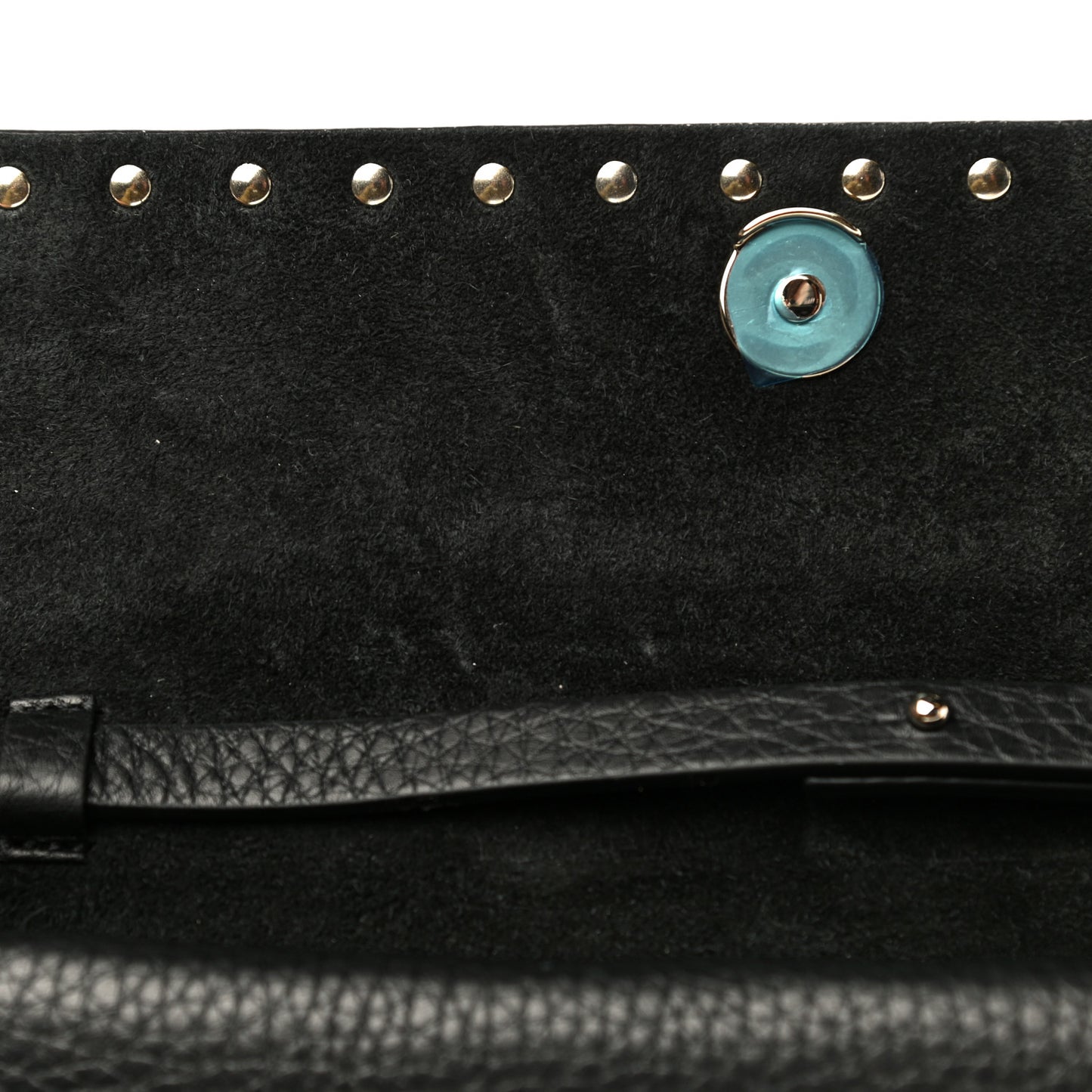 Grainy Calfskin Rockstud Double Flap Crossbody Bag Black