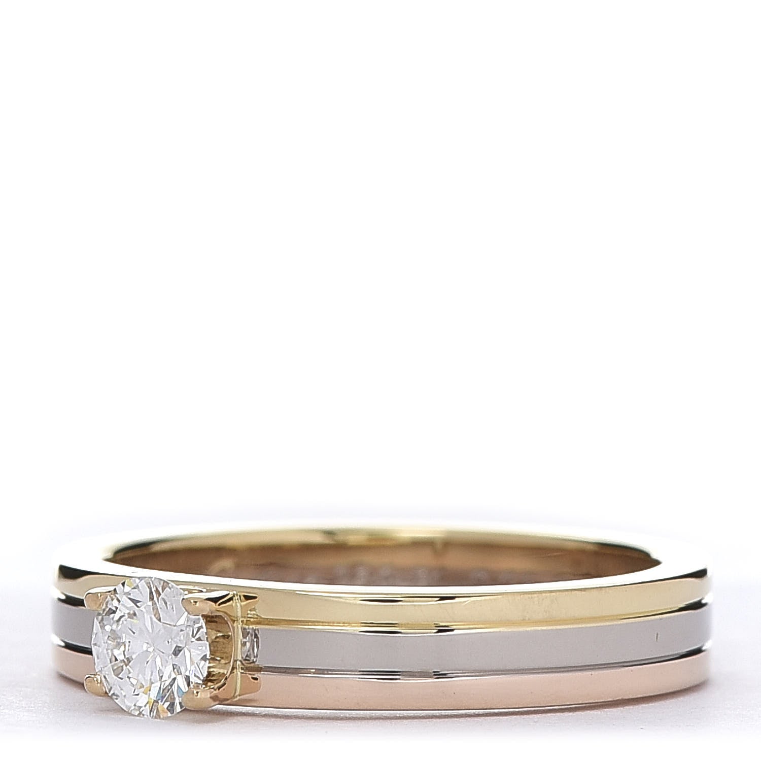 Cartier 18K Pink Yellow White Gold Diamond .25ct Solitaire Trinity Engagement Ring 51 5.75 3 of 7