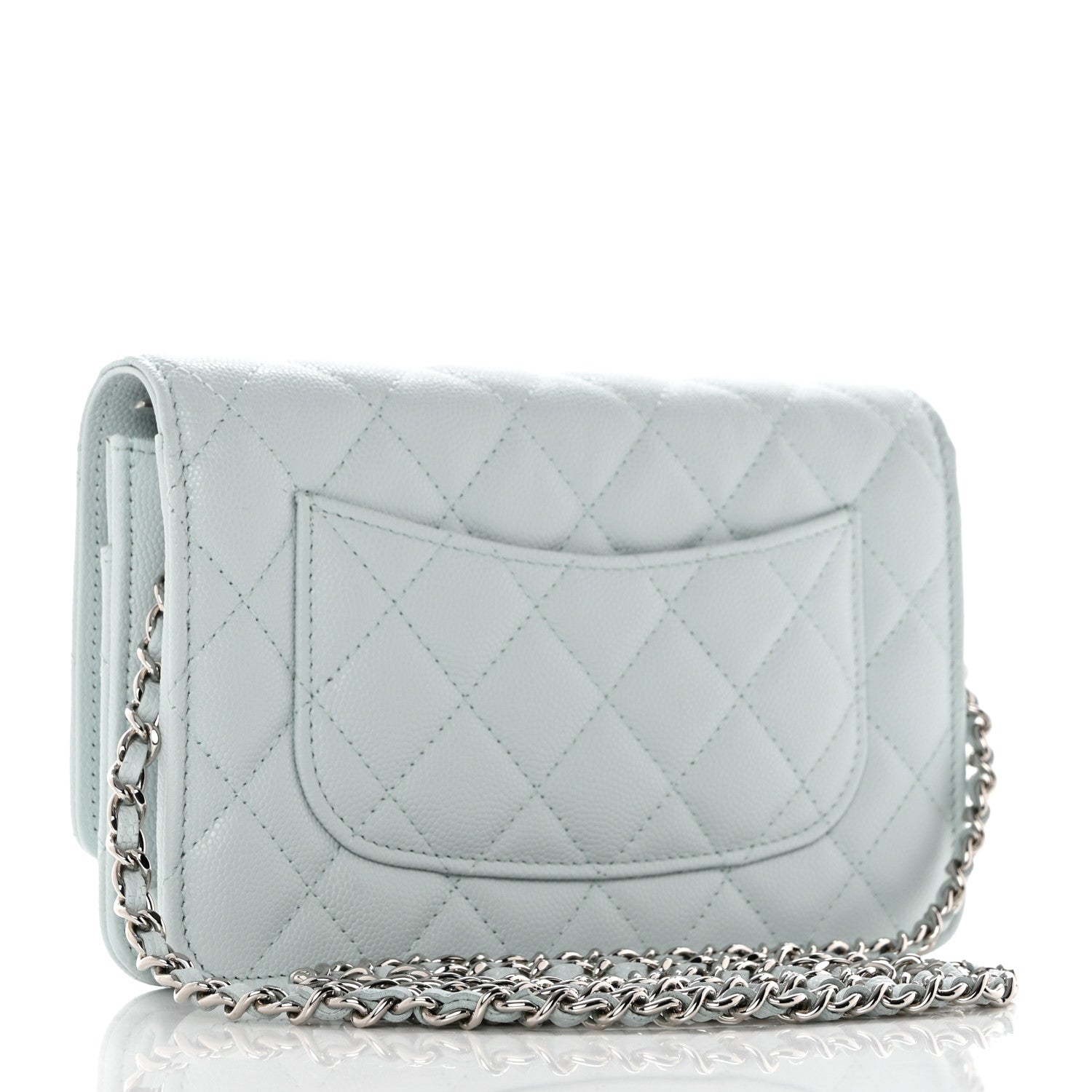Chanel Caviar Quilted Wallet on Chain WOC Light Blue 3 of 9