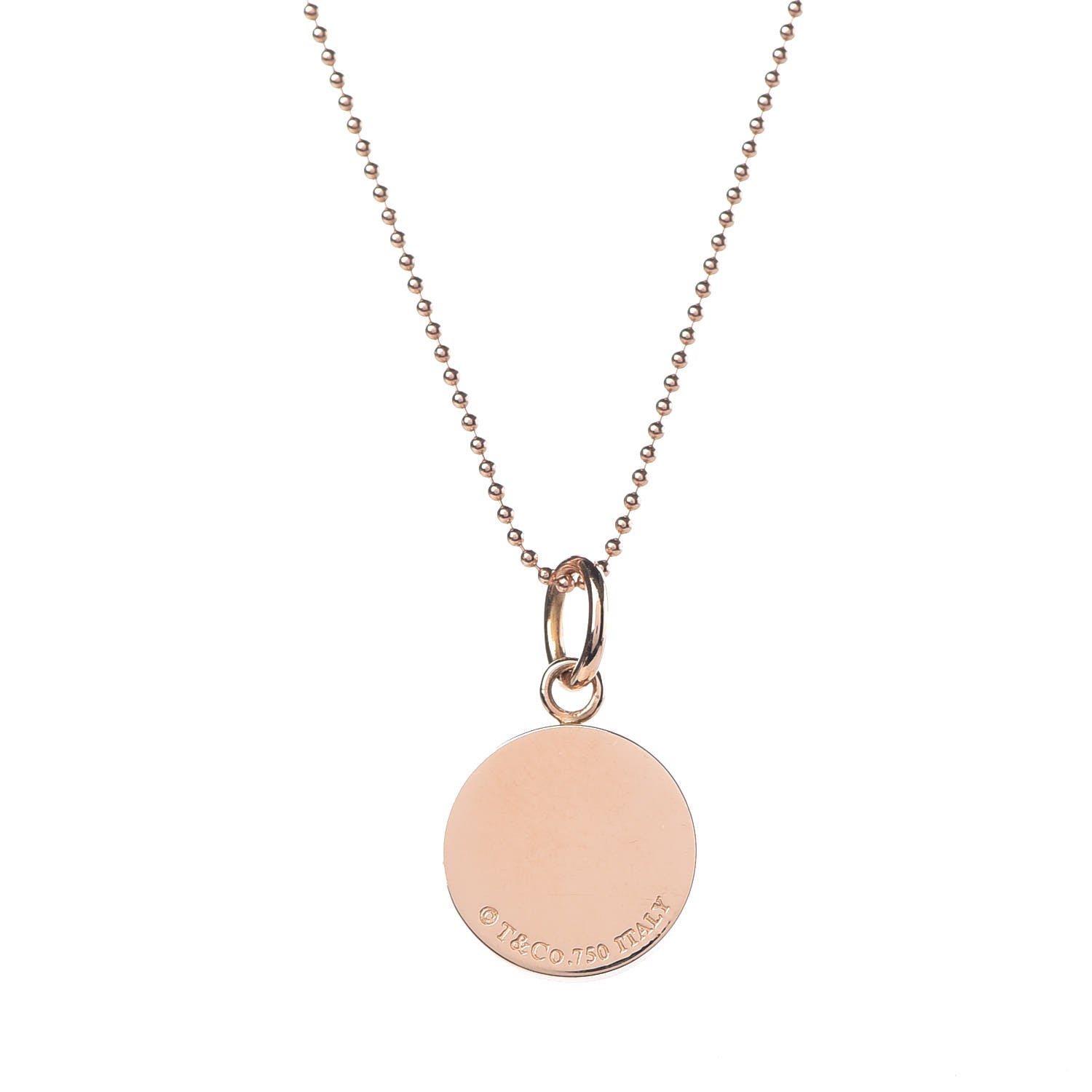 Tiffany 18K Rose Gold Diamond 1837 Circle Charm Pendant Necklace 7 of 7