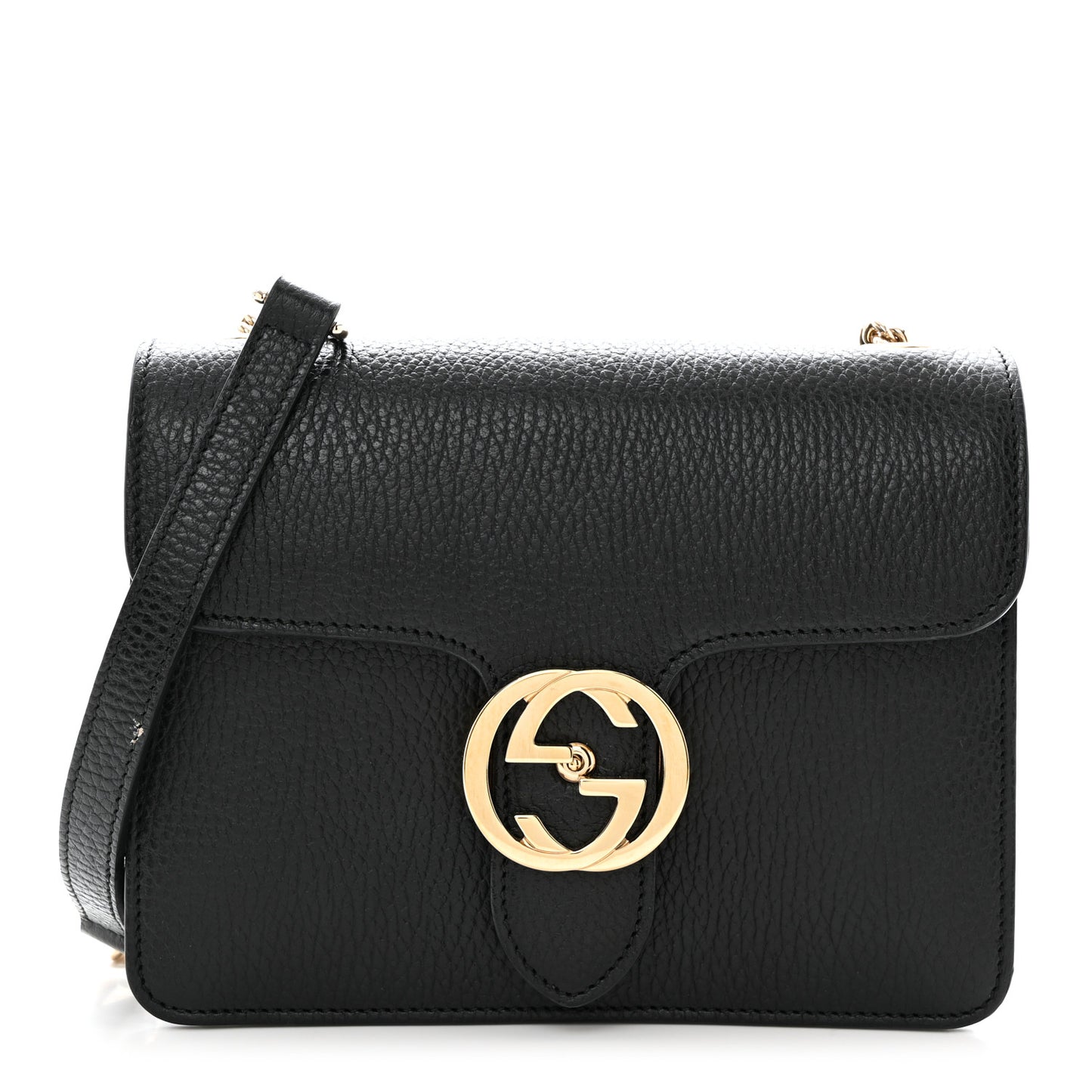 Dollar Calfskin Small Interlocking G Shoulder Bag Black