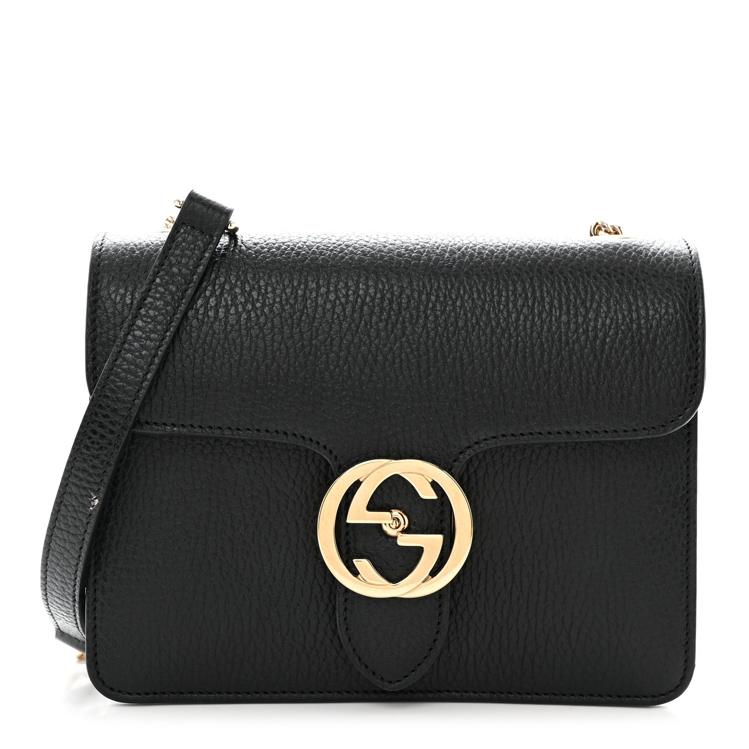 Gucci Dollar Calfskin Small Interlocking G Shoulder Bag Black 1 of 11