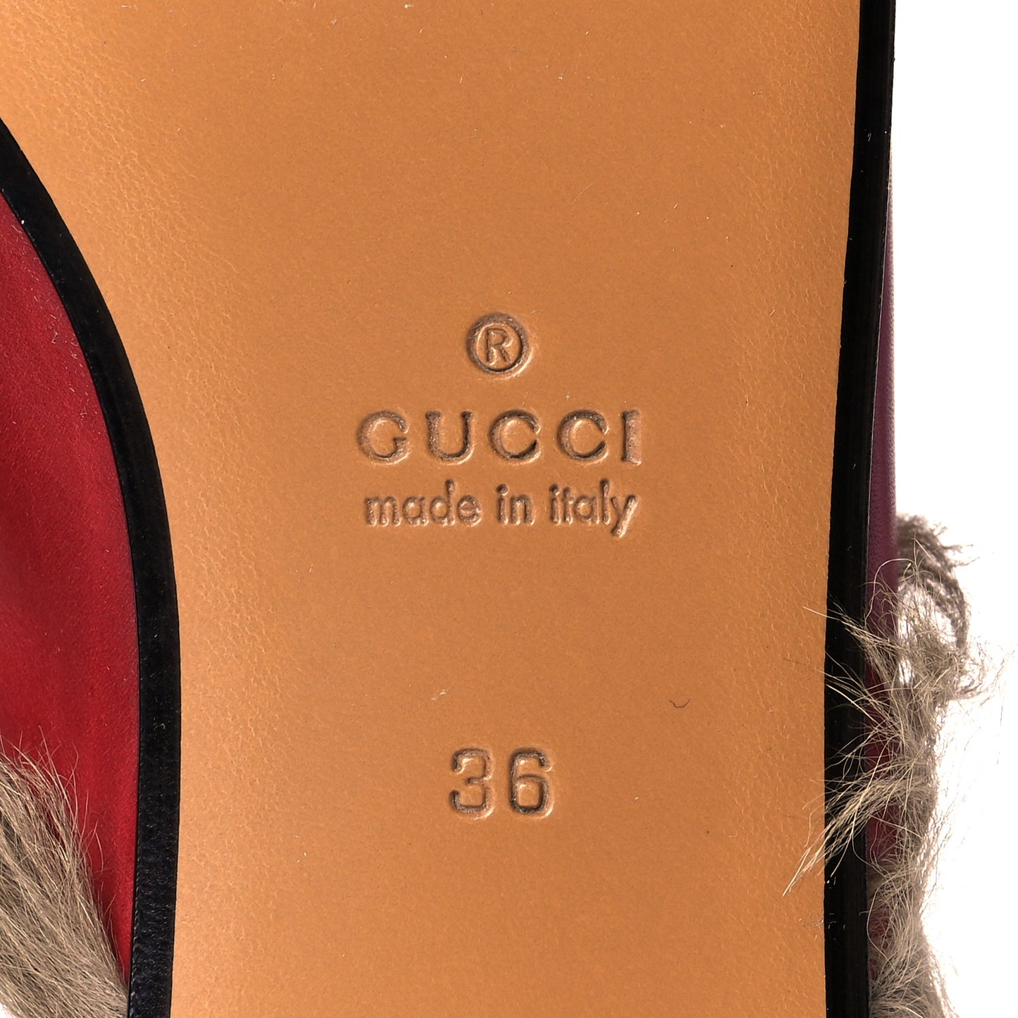 Betis Glamour Calfskin Fur Womens Princetown Slippers 36 Hibiscus Red Naturale