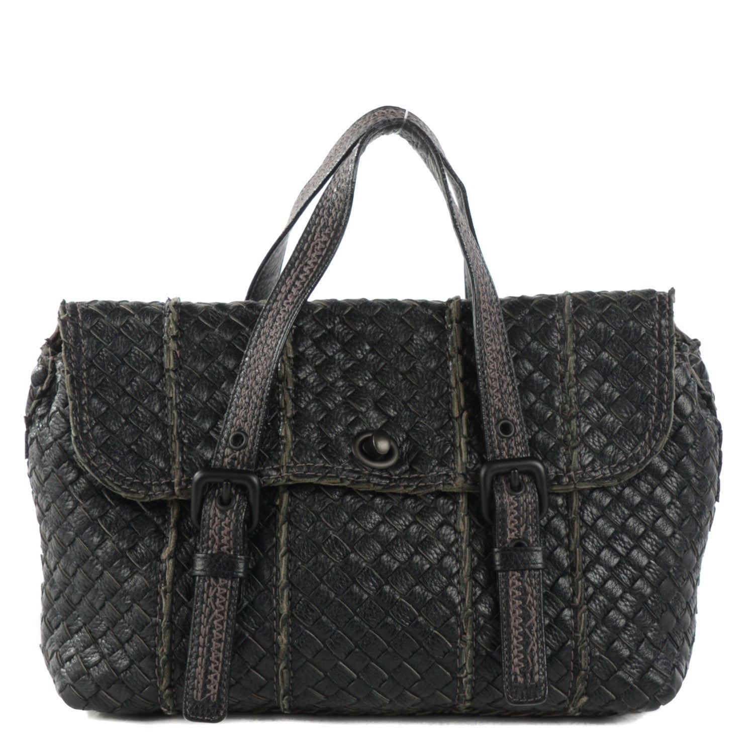 Bottega Veneta Vivo Cervo Intreccio Satchel Nero Black 1 of 8