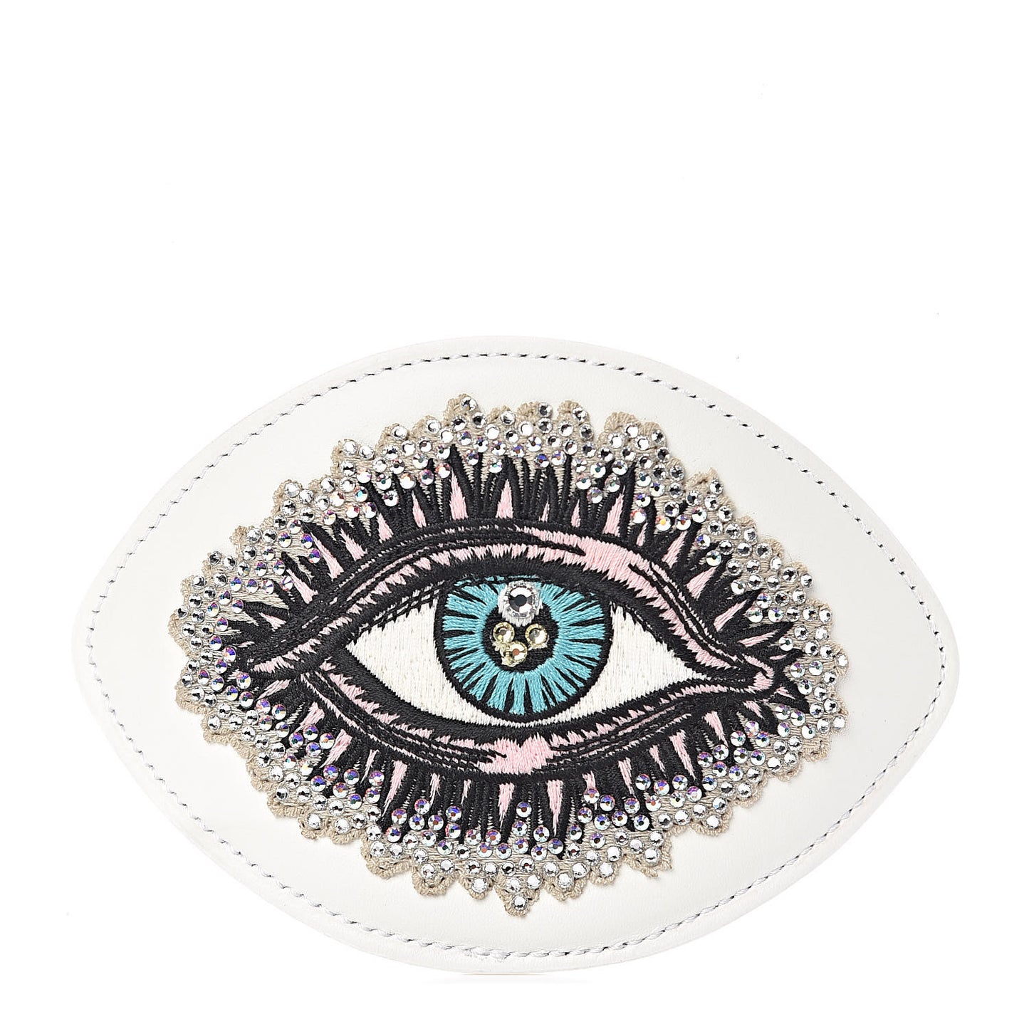 Calfskin Embellished Ace Eye Patch White
