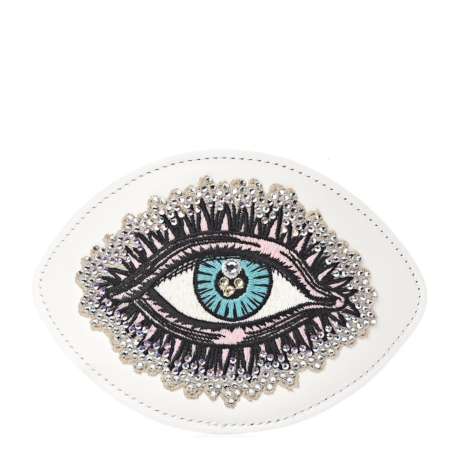 Gucci Calfskin Embellished Ace Eye Patch White 1 of 4