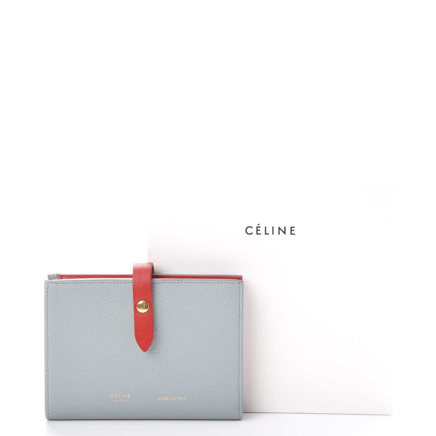 Grained Calfskin Medium Multifunction Strap Wallet Blue