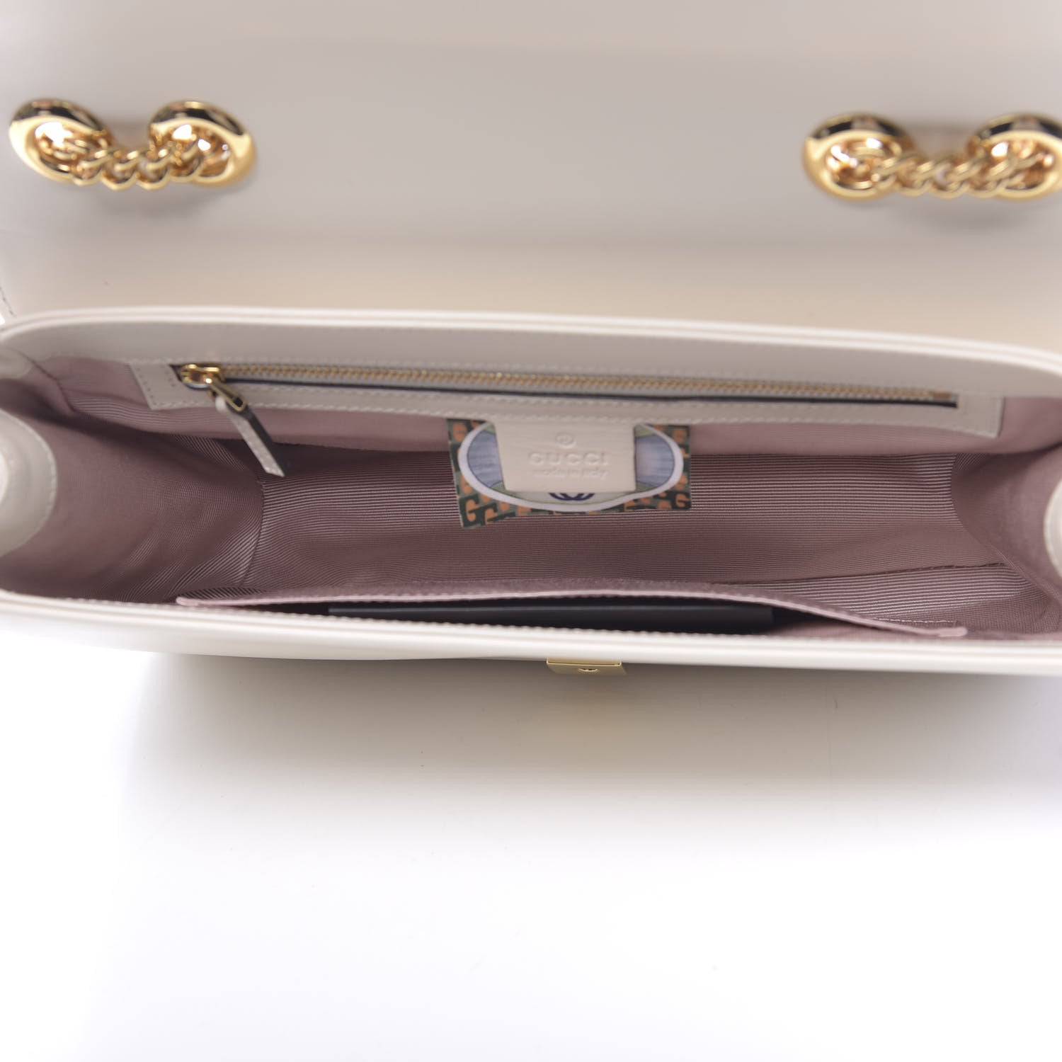 Gucci Vitello Palmellato Lux Crystal Medium Rajah Shoulder Bag Mystic White Multicolor 5 of 11