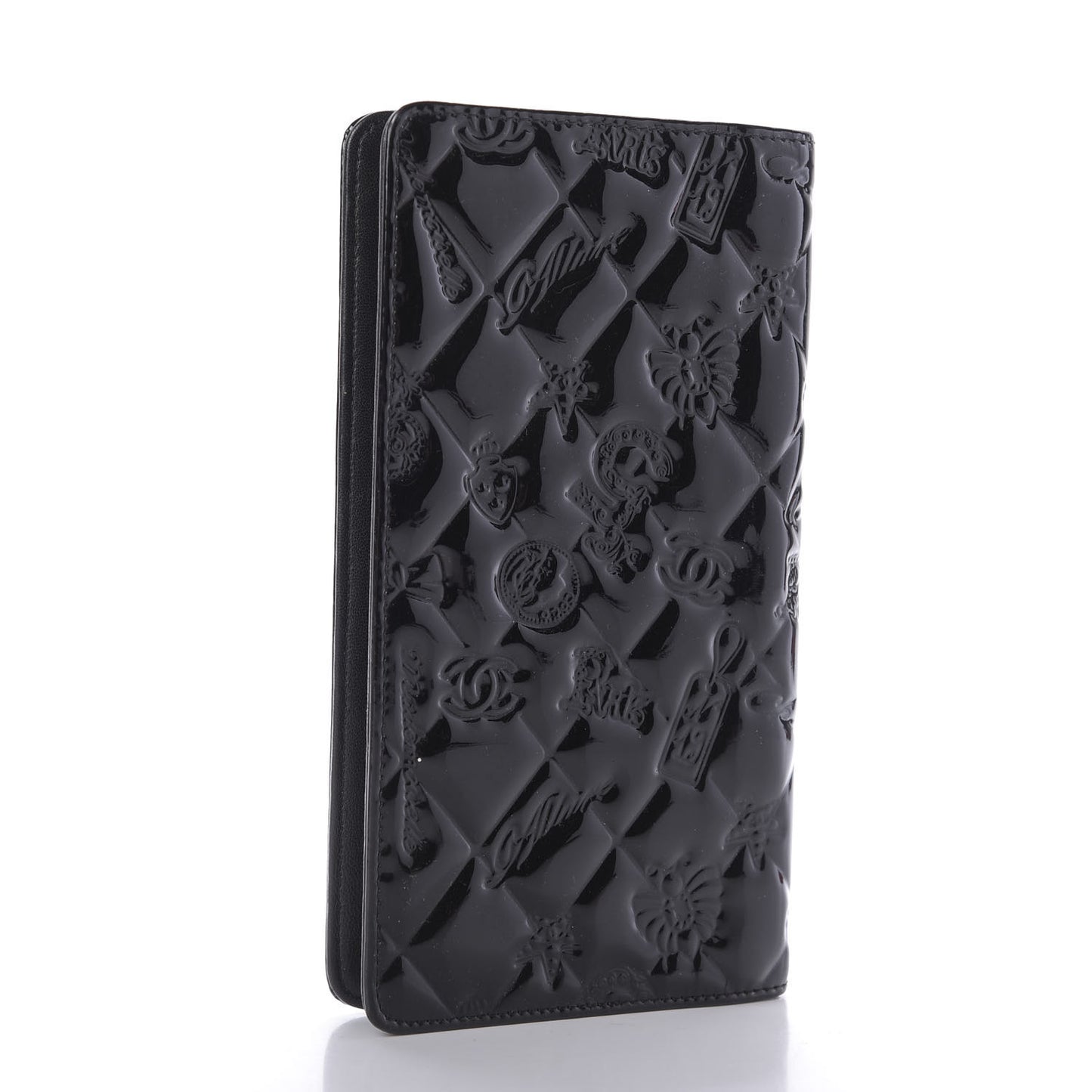 Patent Calfskin Lucky Symbols Agenda Cover Black