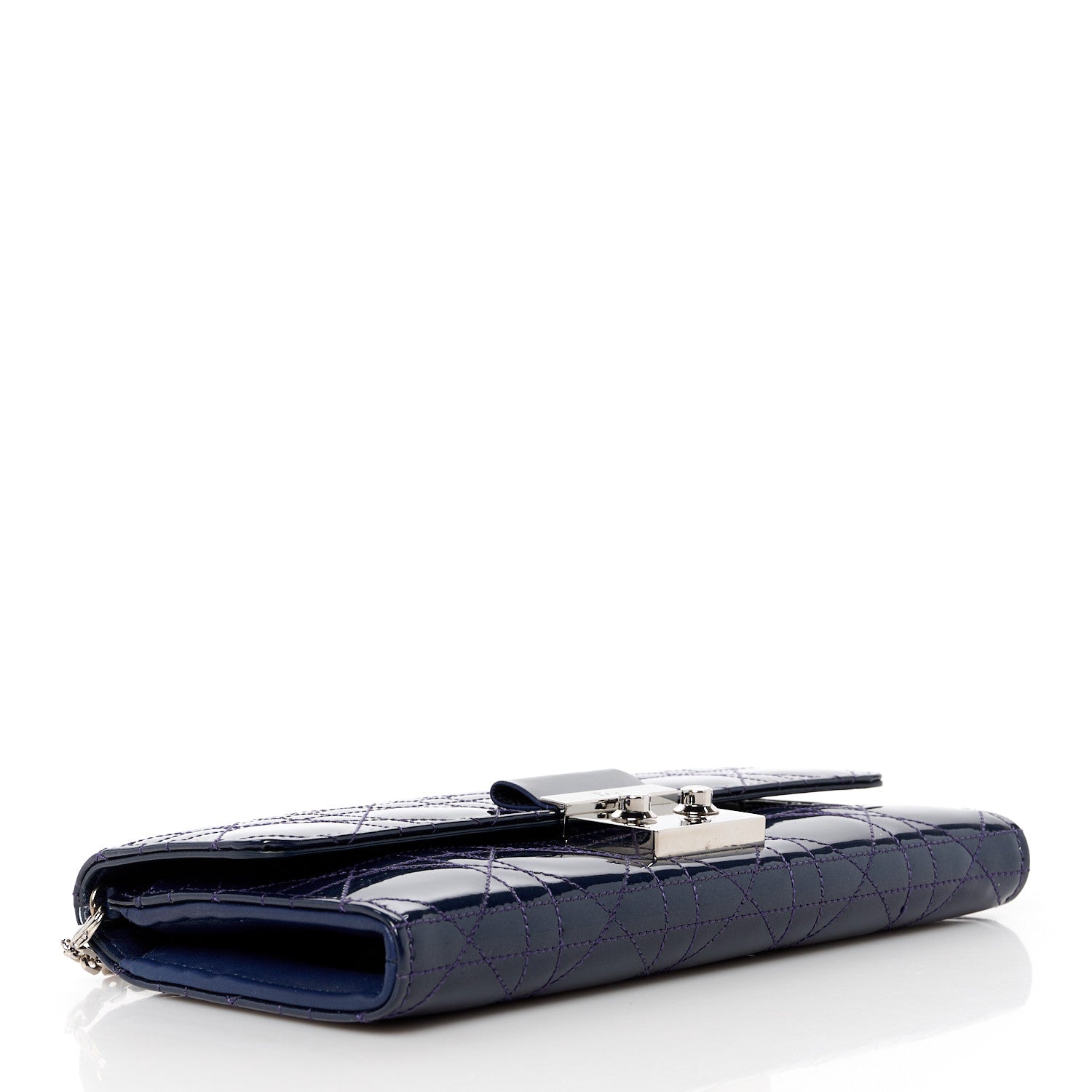 Christian Dior Patent Cannage Miss Dior Chain Wallet Blue Nuit 4 of 12